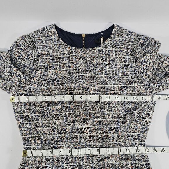J.Crew Multicolor Tweed Fringe Sheath Dress 3/4 Sleeve Women's Size 0 - Picture 6 of 10